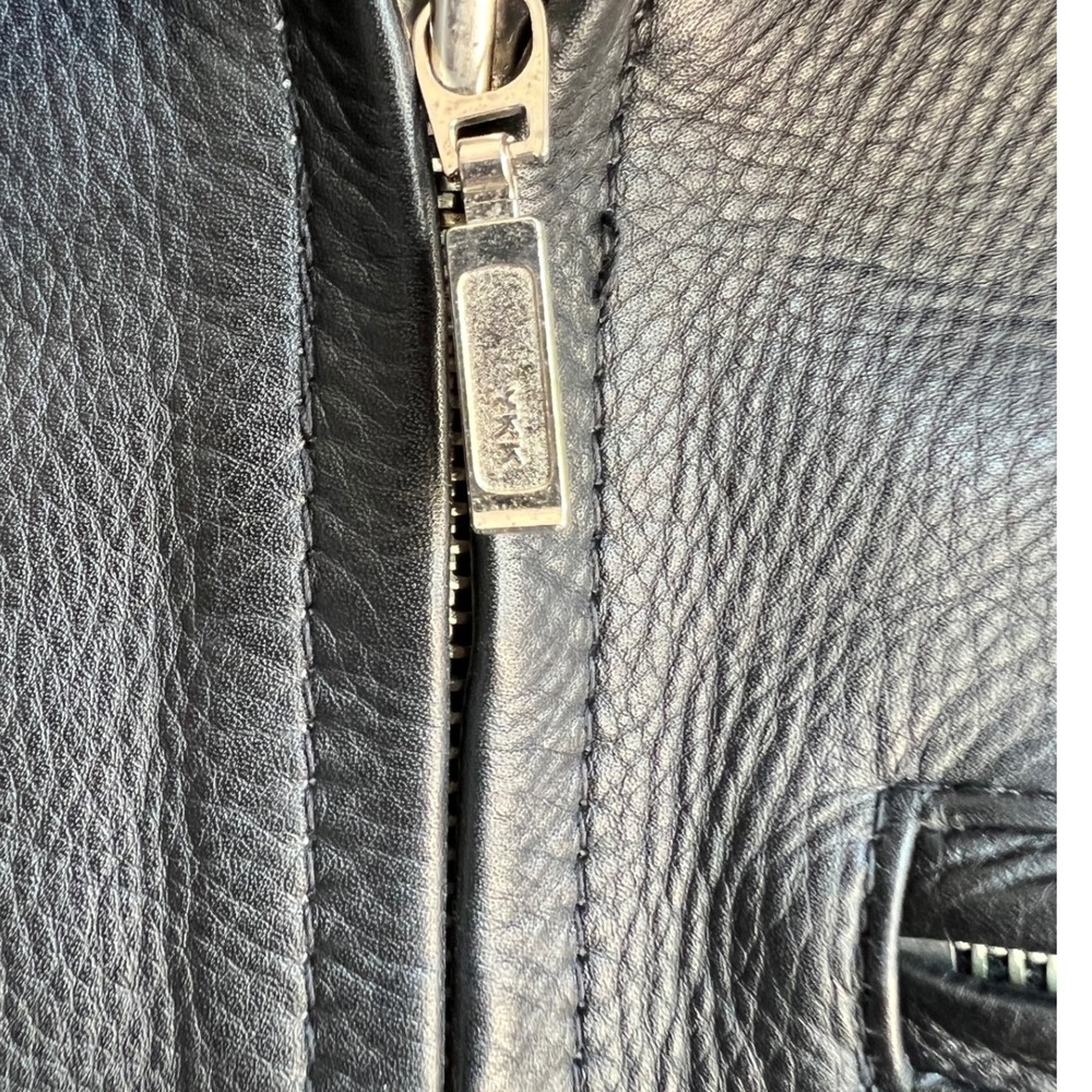 GAP Womens Black Leather Full Zip Jacket Pointed Collar Tailored Fit Size Small - Picture 8 of 9